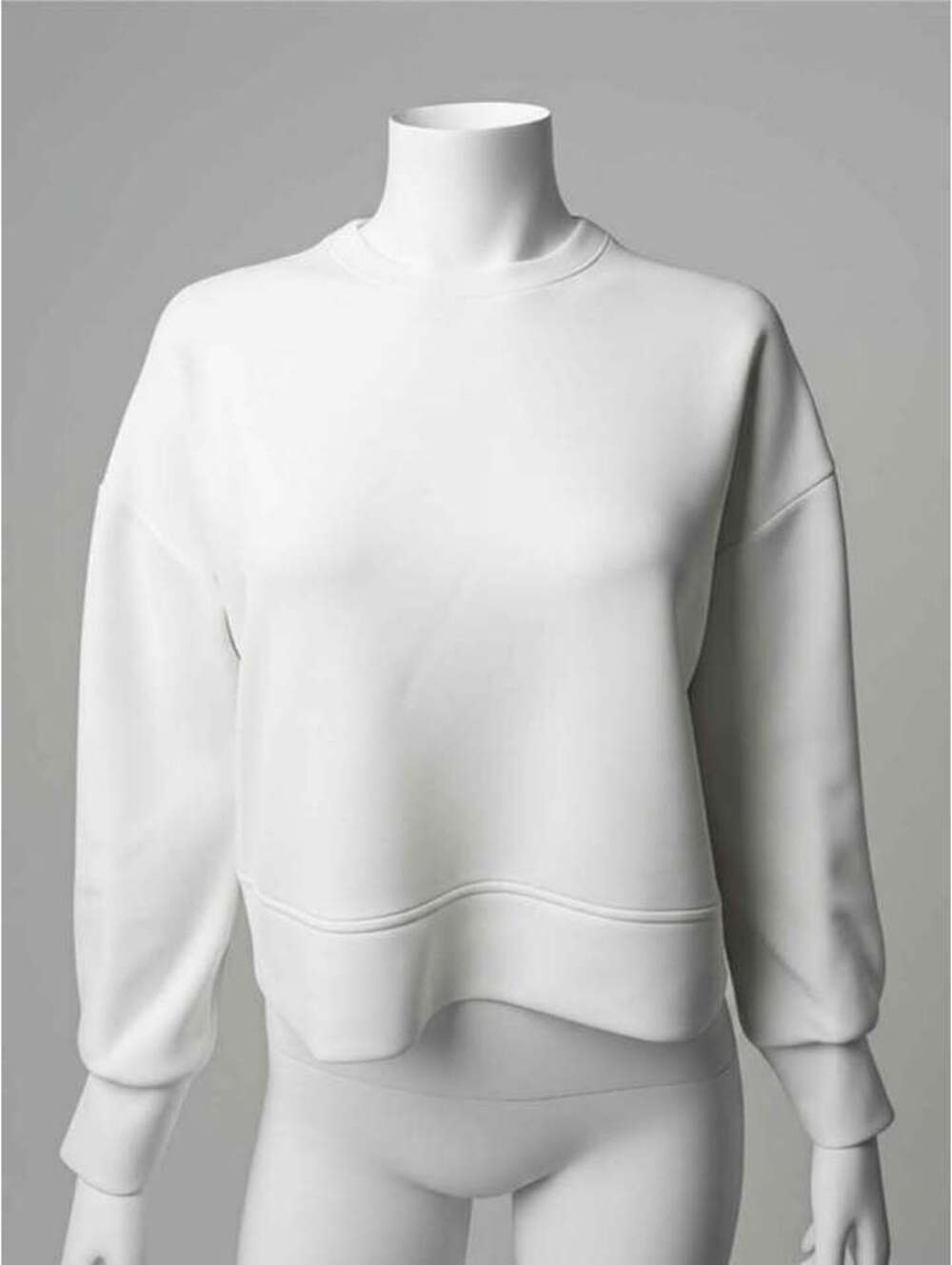 White Cropped Crew Neck Sweatshirt by Calia